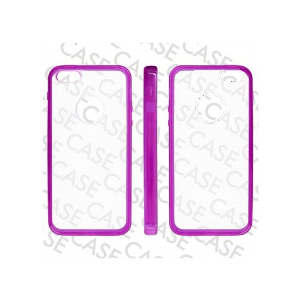 CUSTODIA per APPLE IPHONE SE, IPHONE 5S, IPHONE 5 - BACK RIGIDA TRASPARENTE CON CORNICE COLORE VIOLA