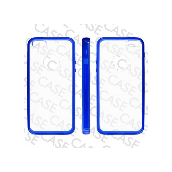 CUSTODIA per APPLE IPHONE SE, IPHONE 5S, IPHONE 5 - BACK RIGIDA TRASPARENTE CON CORNICE COLORE BLU