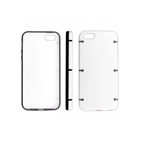 CUSTODIA per APPLE IPHONE SE, IPHONE 5S, IPHONE 5 - BACK RIGIDA COLORE BIANCO CON CORNICE NERA E BIANCA