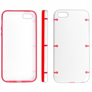 CUSTODIA per APPLE IPHONE SE, IPHONE 5S, IPHONE 5 - BACK RIGIDA COLORE BIANCO CON CORNICE ROSSA E BIANCA