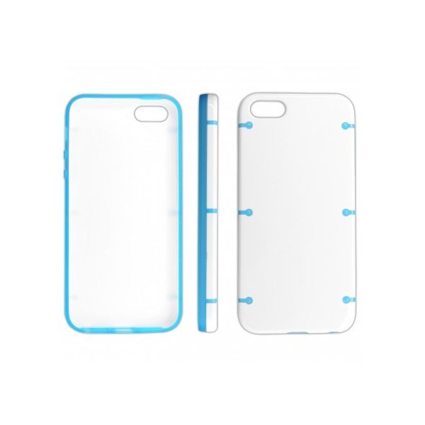 CUSTODIA per APPLE IPHONE SE, IPHONE 5S, IPHONE 5 - BACK RIGIDA COLORE BIANCO CON CORNICE BLU E BIANCA