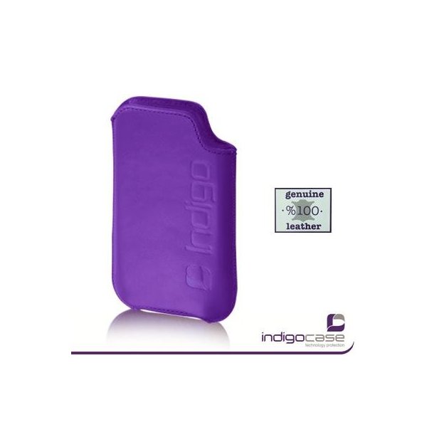 CUSTODIA IN VERA PELLE A SACCHETTO per APPLE IPHONE 4, 4S E MODELLI SIMILARI INDIGO CASE COLORE VIOLA