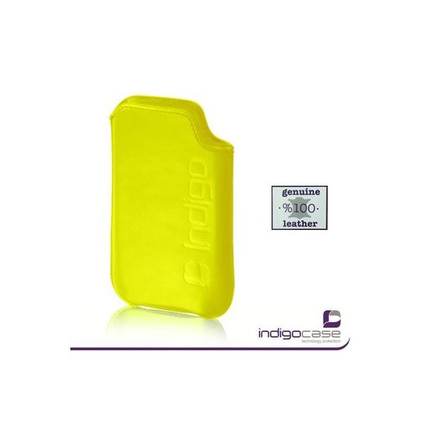 CUSTODIA IN VERA PELLE A SACCHETTO per APPLE IPHONE 4, 4S E MODELLI SIMILARI INDIGO CASE COLORE GIALLO