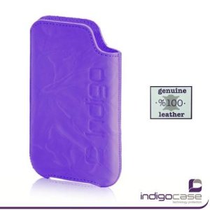 CUSTODIA IN VERA PELLE A SACCHETTO per APPLE IPHONE 4, 4S E MODELLI SIMILARI INDIGO CASE COLORE VIOLA