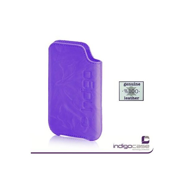 CUSTODIA IN VERA PELLE A SACCHETTO per APPLE IPHONE 4, 4S E MODELLI SIMILARI INDIGO CASE COLORE VIOLA