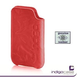 CUSTODIA IN VERA PELLE A SACCHETTO per APPLE IPHONE 4, 4S E MODELLI SIMILARI INDIGO CASE COLORE ROSSO