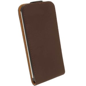 CUSTODIA SLIM VERTICALE FLIP PELLE SAMSUNG GALAXY I8250 COLORE MARRONE