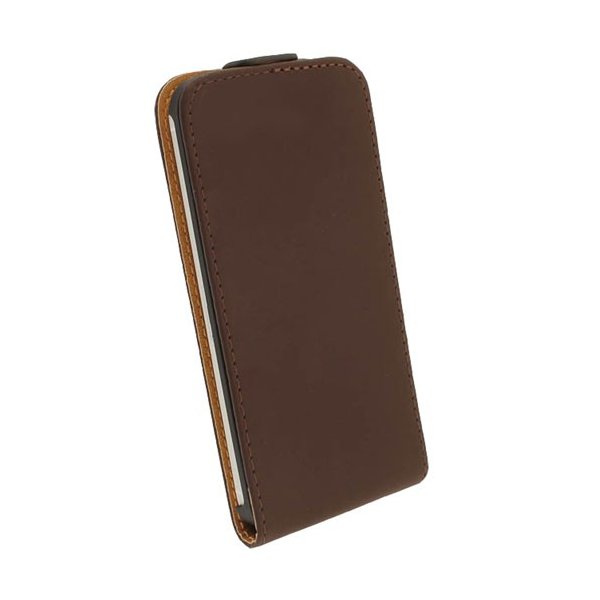 CUSTODIA SLIM VERTICALE FLIP PELLE SAMSUNG GALAXY I8250 COLORE MARRONE