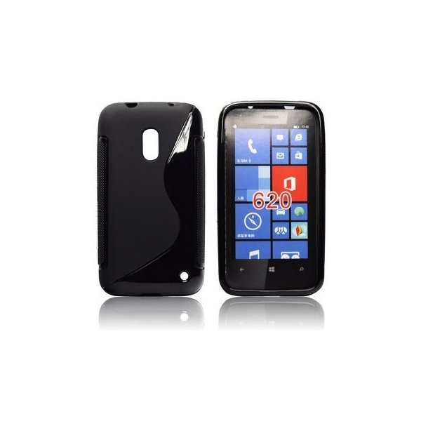 CUSTODIA GEL TPU SILICONE DOUBLE NOKIA LUMIA 620 COLORE NERO