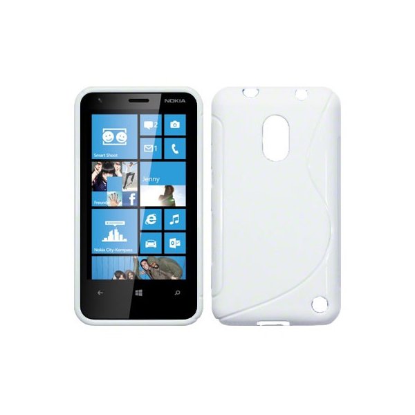 CUSTODIA GEL TPU SILICONE DOUBLE NOKIA LUMIA 620 COLORE BIANCO