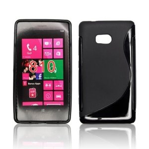 CUSTODIA GEL TPU SILICONE DOUBLE NOKIA LUMIA 810 COLORE NERO